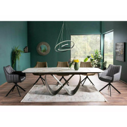 Stół rozkładany Infinity Ceramic z ceramicznym blatem amber bianco/brązowy 160(240)x95