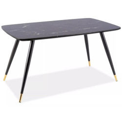 Stół w stylu glamour Cyryl I czarny efekt kamienia/czarno-złoty stelaż 140X80