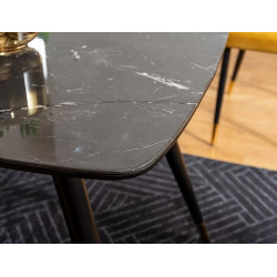 Stół w stylu glamour Cyryl I czarny efekt kamienia/czarno-złoty stelaż 140X80