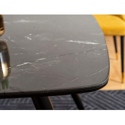 Stół w stylu glamour Cyryl I czarny efekt kamienia/czarno-złoty stelaż 140X80
