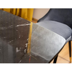 Stół w stylu glamour Cyryl I czarny efekt kamienia/czarno-złoty stelaż 140X80