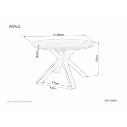 Stół okrągły Ritmo dąb/czarny stelaż FI120