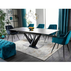 Rozkładany stół Sorento czarny efekt marmuru/czarny mat 160(220)x90