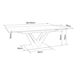Rozkładany stół Sorento czarny efekt marmuru/czarny mat 160(220)x90