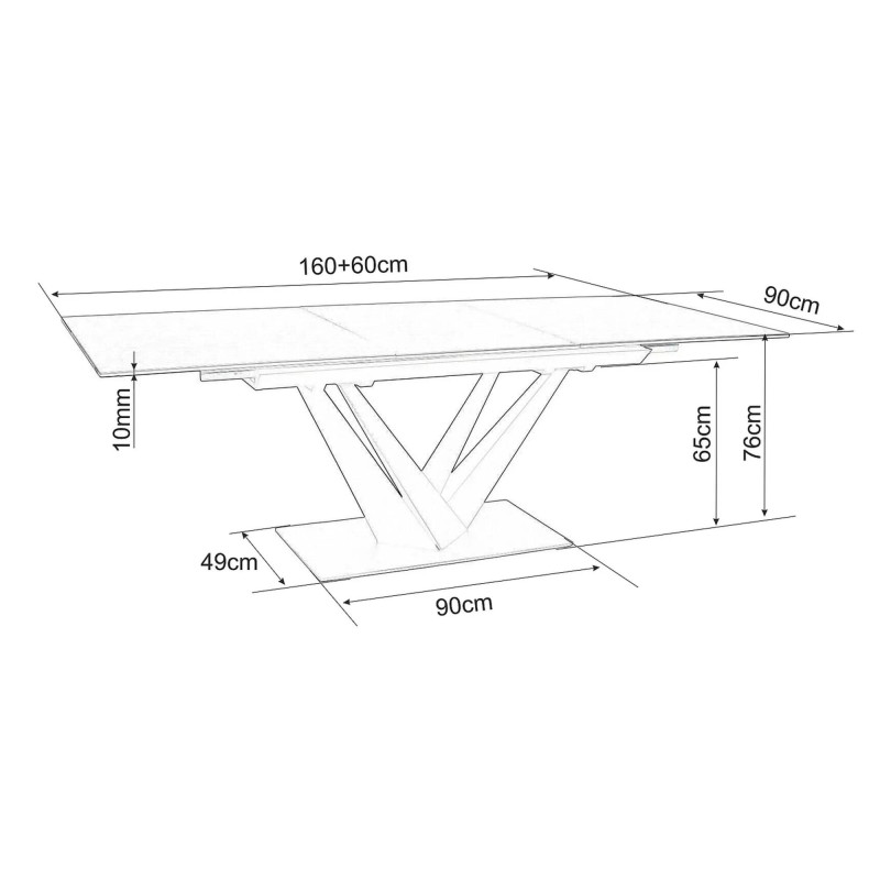 Rozkładany stół Sorento czarny efekt marmuru/czarny mat 160(220)x90