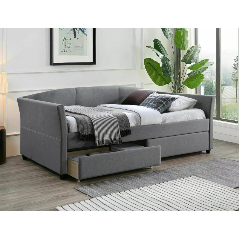 ŁÓŻKO LANTA 90X200 SZARY/CZARNY TAP. 54