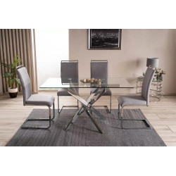 Stół Agis II transparentny/chrom 140x80