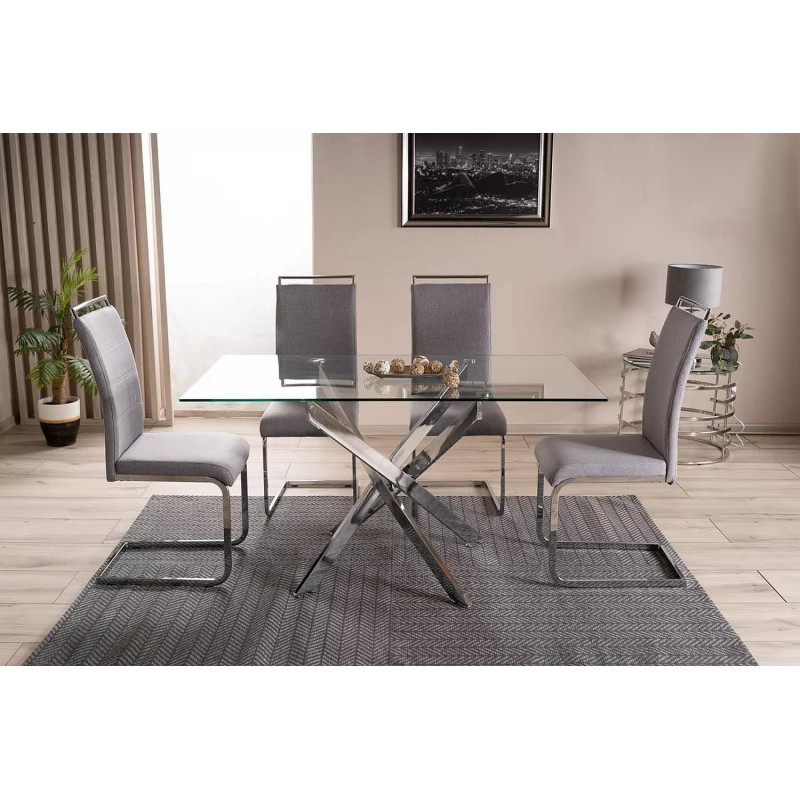 Stół Agis II transparentny/chrom 140x80