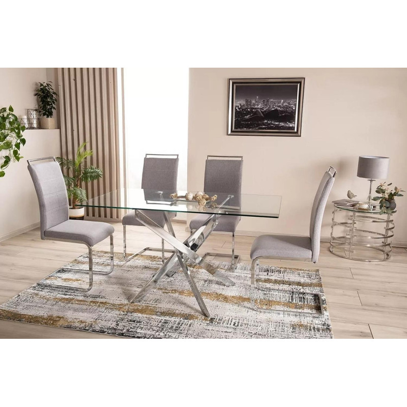 Stół Agis II transparentny/chrom 140x80