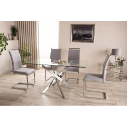 Stół Agis II transparentny/chrom 140x80