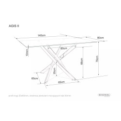 Stół Agis II transparentny/chrom 140x80