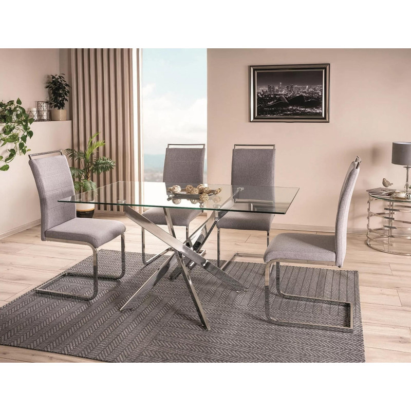 Stół Agis II transparentny/chrom 140x80