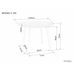 Stół Mosso II biały/dąb fi100