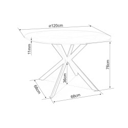 Okrągły stół ceramiczny Talia biały/czarny stelaż FI120