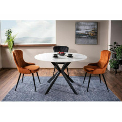 Okrągły stół ceramiczny Talia biały/czarny stelaż FI120