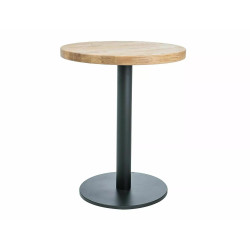 Okrągły stół Puro II w stylu loftowym lity dąb/czarny fi 80