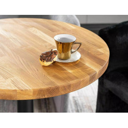 Okrągły stół Puro II w stylu loftowym lity dąb/czarny fi 80