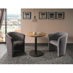 Okrągły stół Puro II w stylu loftowym lity dąb/czarny fi 80