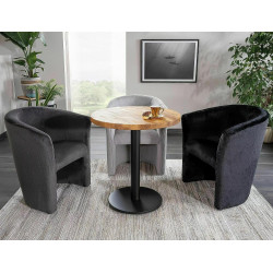 Okrągły stół Puro II w stylu loftowym lity dąb/czarny fi 80