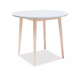 Okrągły stół Larson biały/dąb bielony FI90