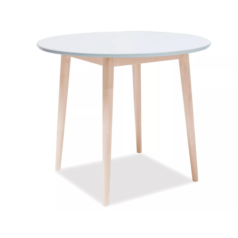 Okrągły stół Larson biały/dąb bielony FI90
