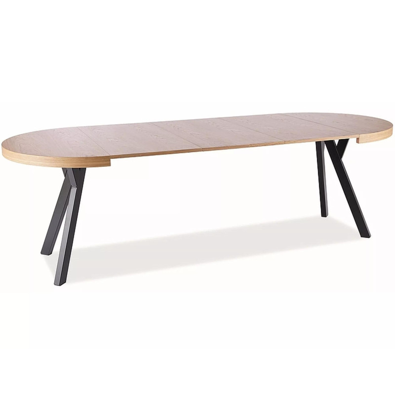 Rozkładany stół Domingo okleina naturalna dąb/czarny fi 100(100-250)