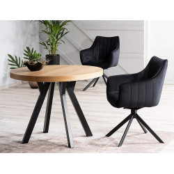 Rozkładany stół Domingo okleina naturalna dąb/czarny fi 100(100-250)