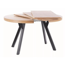 Rozkładany stół Domingo okleina naturalna dąb/czarny fi 100(100-250)