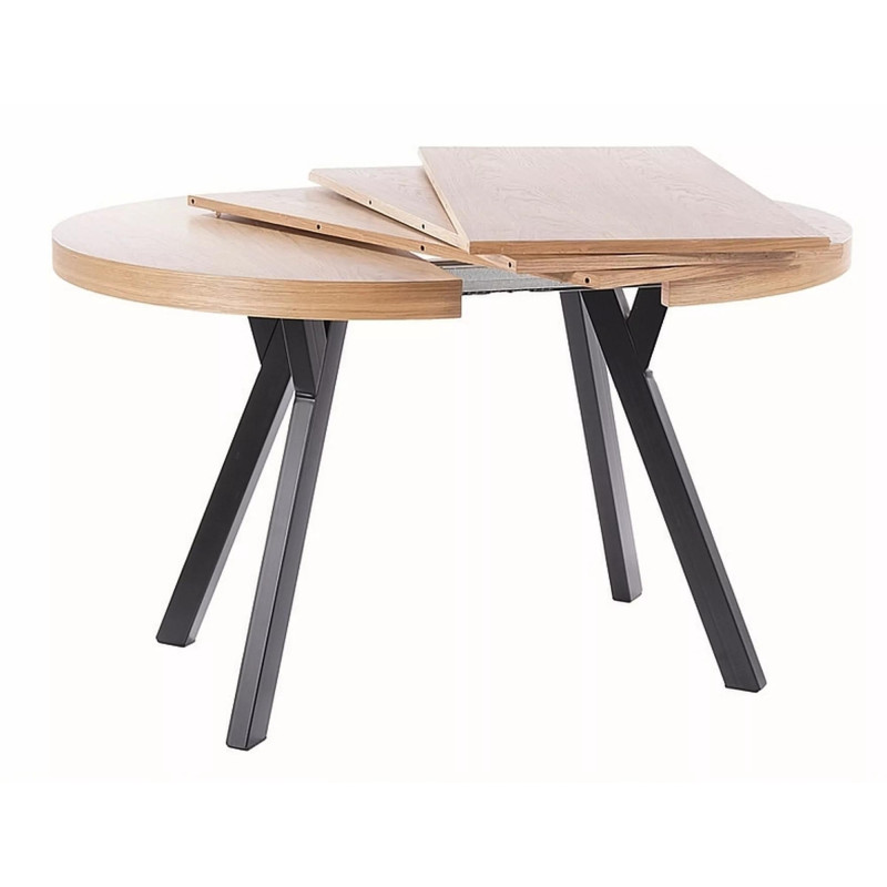 Rozkładany stół Domingo okleina naturalna dąb/czarny fi 100(100-250)