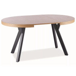 Rozkładany stół Domingo okleina naturalna dąb/czarny fi 100(100-250)