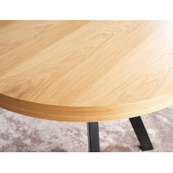Rozkładany stół Domingo okleina naturalna dąb/czarny fi 100(100-250)