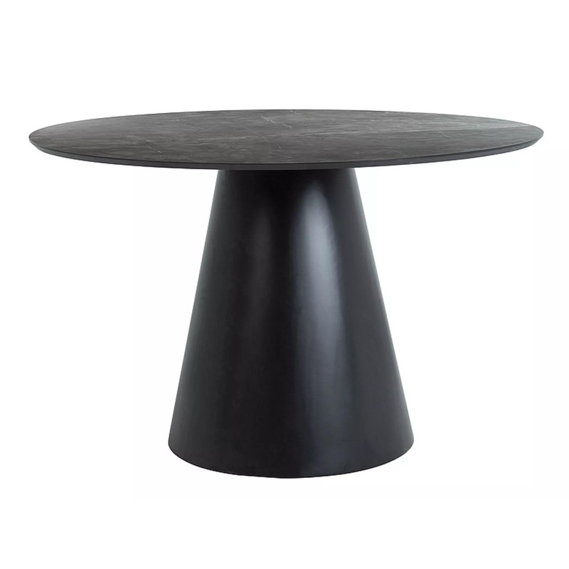 Okrągły stół Angel szary efekt marmuru/czarny mat fi 120
