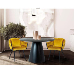 Okrągły stół Angel szary efekt marmuru/czarny mat fi 120