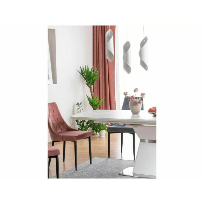 Ceramiczny stół Saturn II biały efekt marmuru/biały mat 160(210)x90