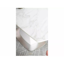 Ceramiczny stół Saturn II biały efekt marmuru/biały mat 160(210)x90