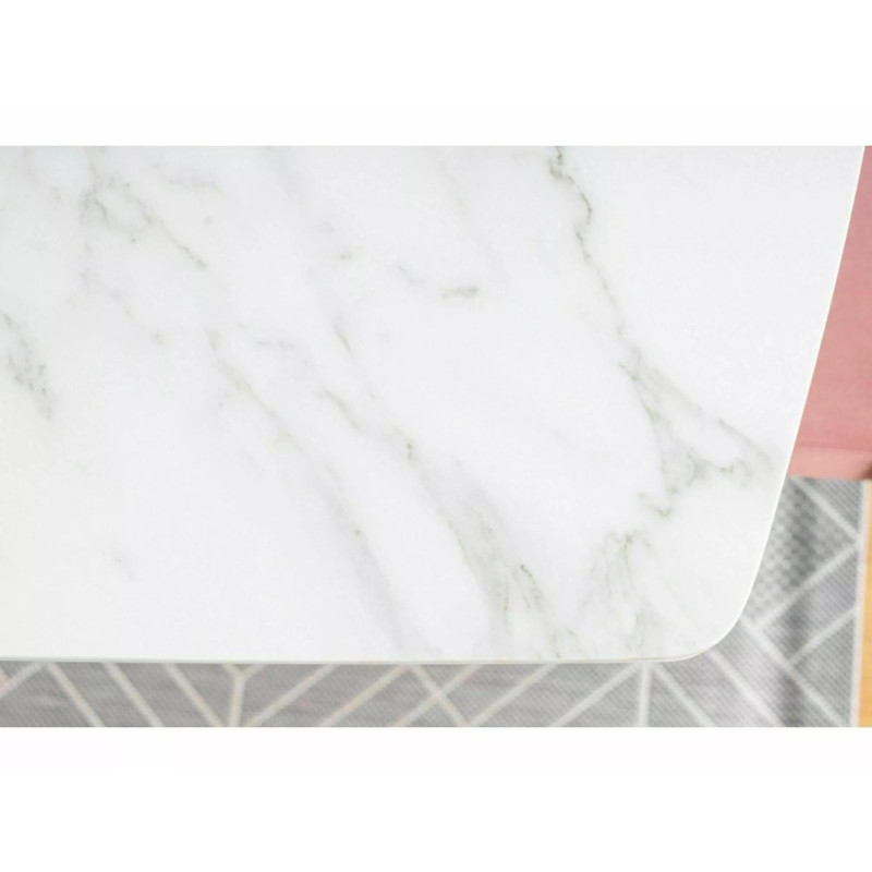 Ceramiczny stół Saturn II biały efekt marmuru/biały mat 160(210)x90