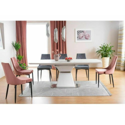 Ceramiczny stół Saturn II biały efekt marmuru/biały mat 160(210)x90