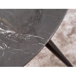 Stół w stylu glamour Cyryl II czarny efekt kamienia/czarno-złoty stelaż fi100