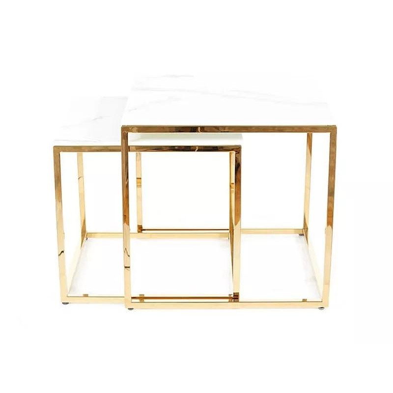 ŁAWA GLORIA BIAŁY EFEKT MARMURU/ZŁOTY (ZESTAW)