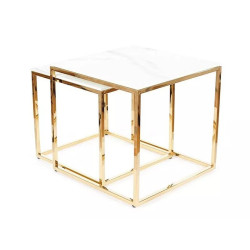 ŁAWA GLORIA BIAŁY EFEKT MARMURU/ZŁOTY (ZESTAW)