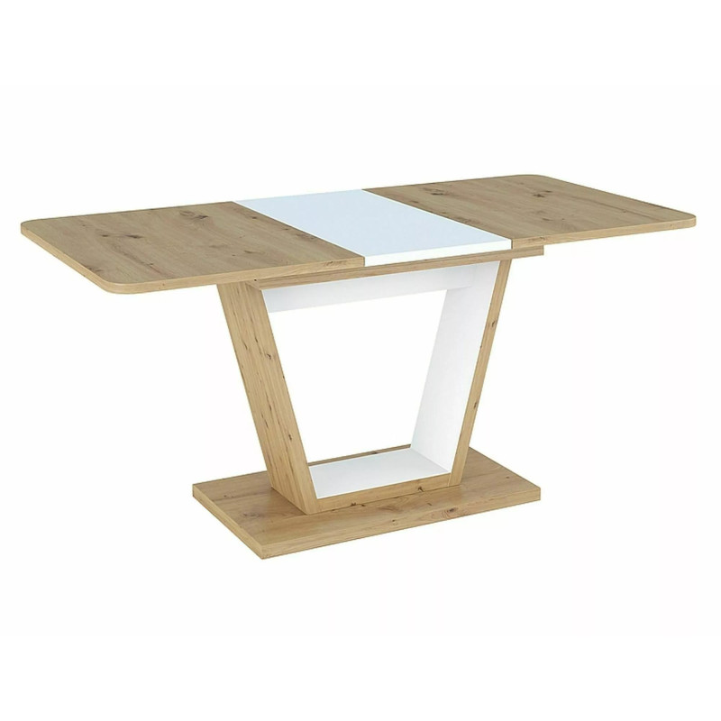 Stół rozkładany Nigel dąb artisan/biały mat 120(160)X80