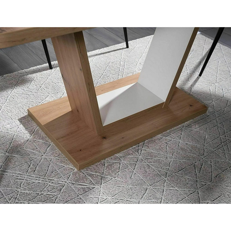 Stół rozkładany Nigel dąb artisan/biały mat 120(160)X80