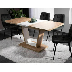 Stół rozkładany Nigel dąb artisan/biały mat 120(160)X80