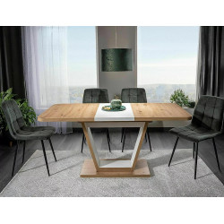 Stół rozkładany Nigel dąb artisan/biały mat 120(160)X80