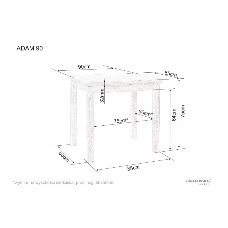 STÓŁ ADAM DĄB ARTISAN / CZARNY 90x65