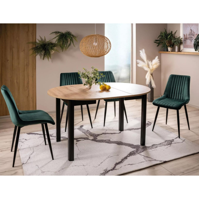 Stół rozkładany Dante dąb artisan/czarny mat FI102 (102-142)