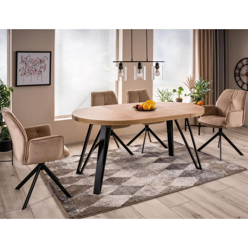 Okrągły rozkładany stół Galaxy dąb artisan/czarny fi 100(100-168)