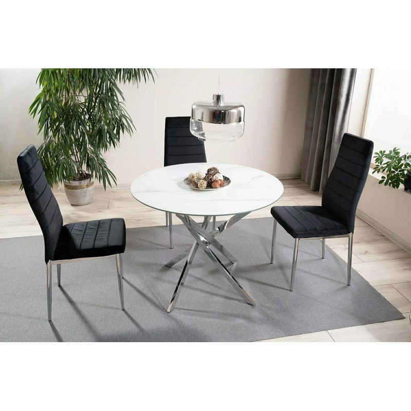 Stół Agis efekt marmuru/chrom FI 90