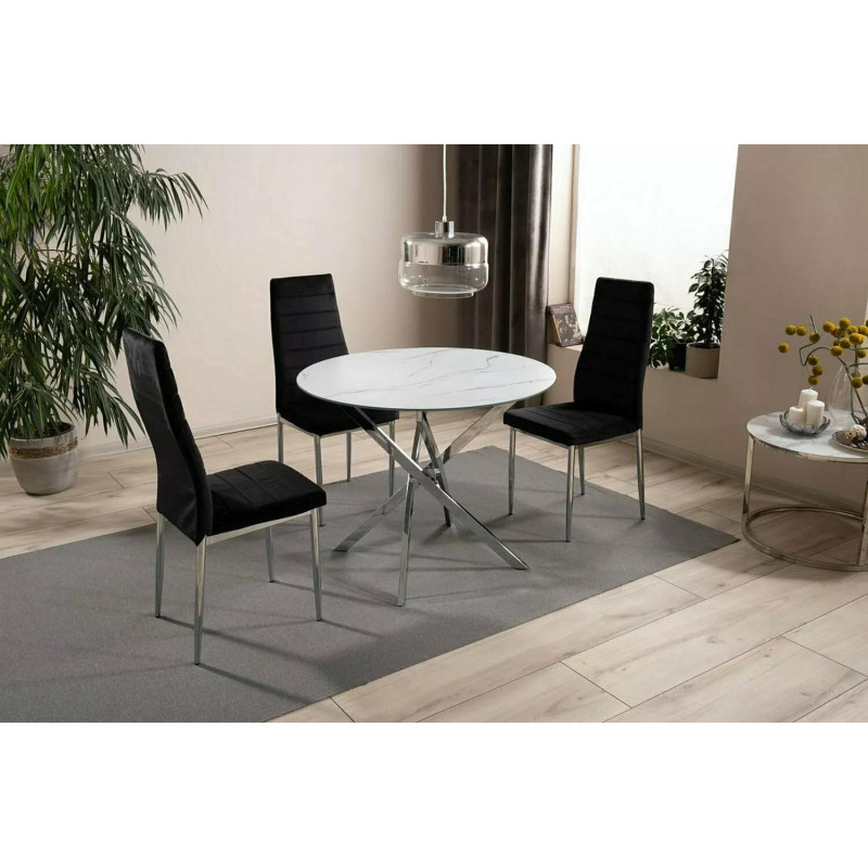 Stół Agis efekt marmuru/chrom FI 90