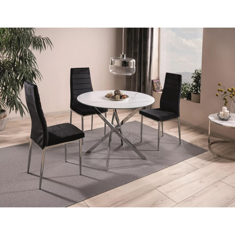 Stół Agis efekt marmuru/chrom FI 90